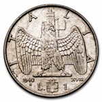 1940 Italy Mussolini "Il Duce" 1 Lira BU (w/Box & COA)