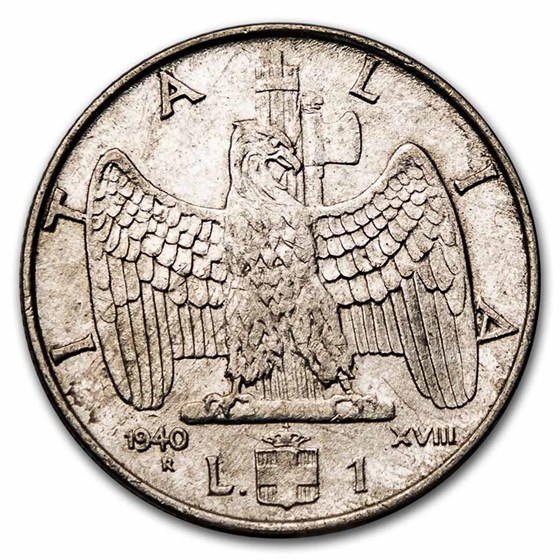 1940 Italy Mussolini "Il Duce" 1 Lira BU (w/Box & COA)