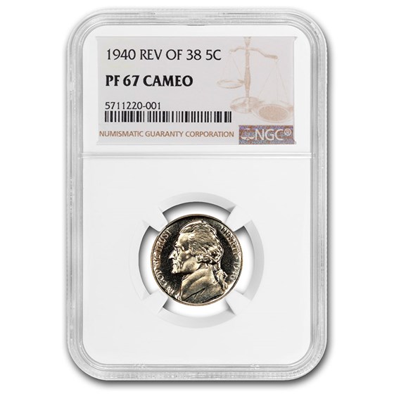 1940 Jefferson Nickel PF-67 Cameo NGC (Reverse of 38) 1940 Jefferson Nickel PF-67 Cameo NGC (Reverse of 38)