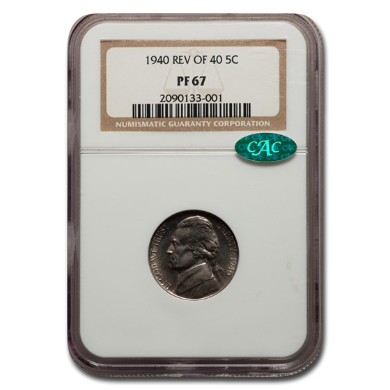 1940 Jefferson Nickel PF-67 NGC CAC (Rev of 40) 1940 Jefferson Nickel PF-67 NGC CAC (Rev of 40)