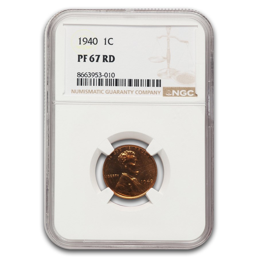 1940 Lincoln Cent PF-67 NGC (Red)
