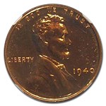 1940 Lincoln Cent PF-67 NGC (Red)