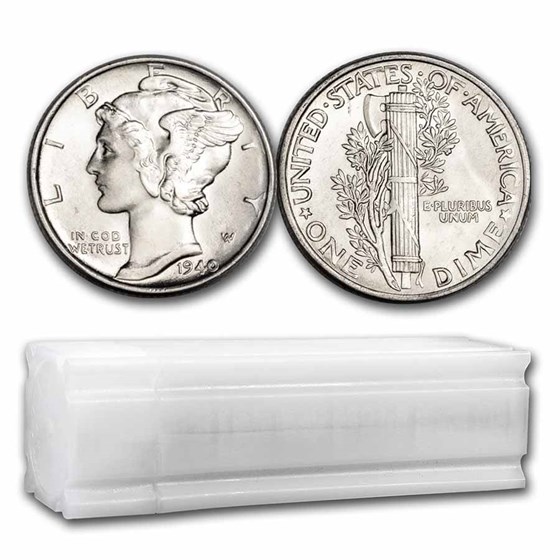 1940 Mercury Dime 50-Coin Roll BU 1940 Mercury Dime 50-Coin Roll BU
