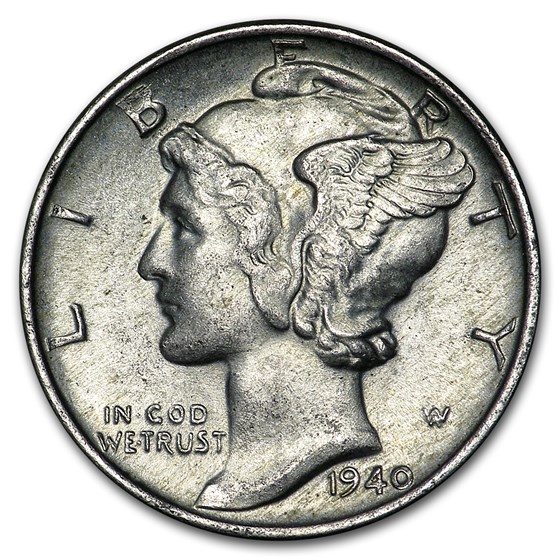 1940 Mercury Dime AU 1940 Mercury Dime AU