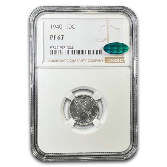 1940 Mercury Dime PF-67 NGC CAC