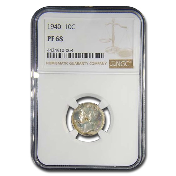 1940 Mercury Dime PF-68 NGC 1940 Mercury Dime PF-68 NGC