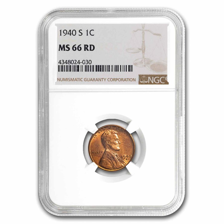 1940-S Lincoln Cent MS-66 NGC (Red)