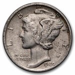 1940-S Mercury Dime 50-Coin Roll Avg Circ