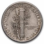 1940-S Mercury Dime 50-Coin Roll Avg Circ