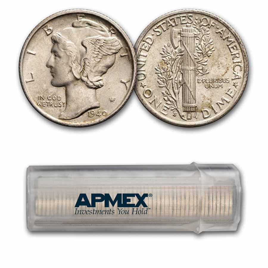 1940-S Mercury Dime 50-Coin Roll BU