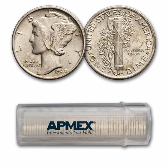 1940-S Mercury Dime 50-Coin Roll BU 1940-S Mercury Dime 50-Coin Roll BU