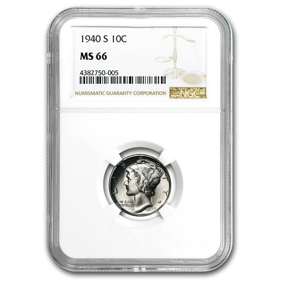 1940-S Mercury Dime MS-66 NGC 1940-S Mercury Dime MS-66 NGC