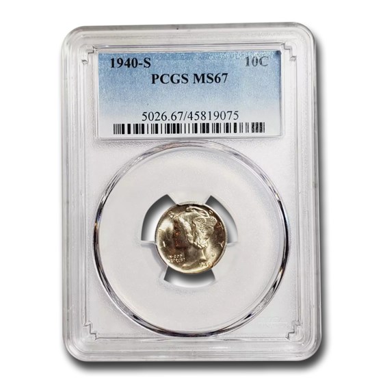 1940-S Mercury Dime MS-67 PCGS 1940-S Mercury Dime MS-67 PCGS