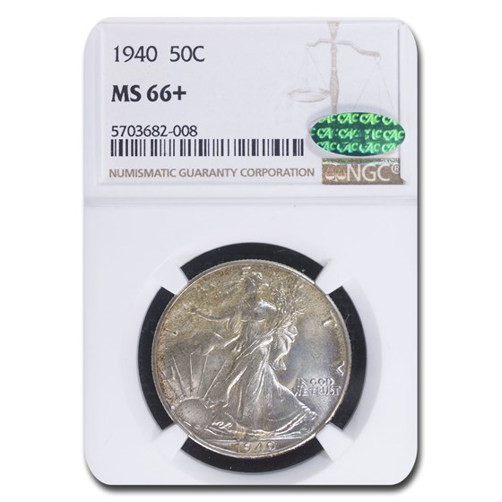 1940 Walking Liberty Half Dollar MS-66+ NGC CAC 1940 Walking Liberty Half Dollar MS-66+ NGC CAC