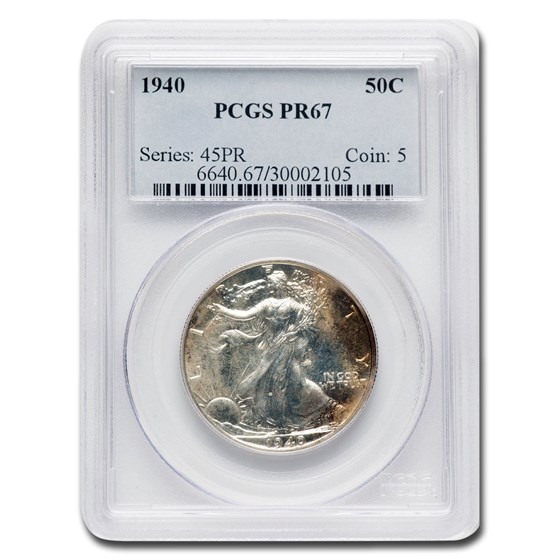 1940 Walking Liberty Half Dollar PR-67 PCGS 1940 Walking Liberty Half Dollar PR-67 PCGS