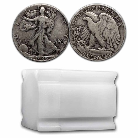 1940 Walking Liberty Halves 20-Coin Roll Avg Circ 1940 Walking Liberty Halves 20-Coin Roll Avg Circ