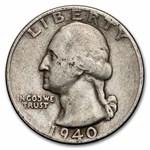 1940 Washington Quarter 40-Coin Roll Avg Circ