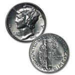 1941-1945 Mercury Dime Short Set BU (Capital Plastics Holder)