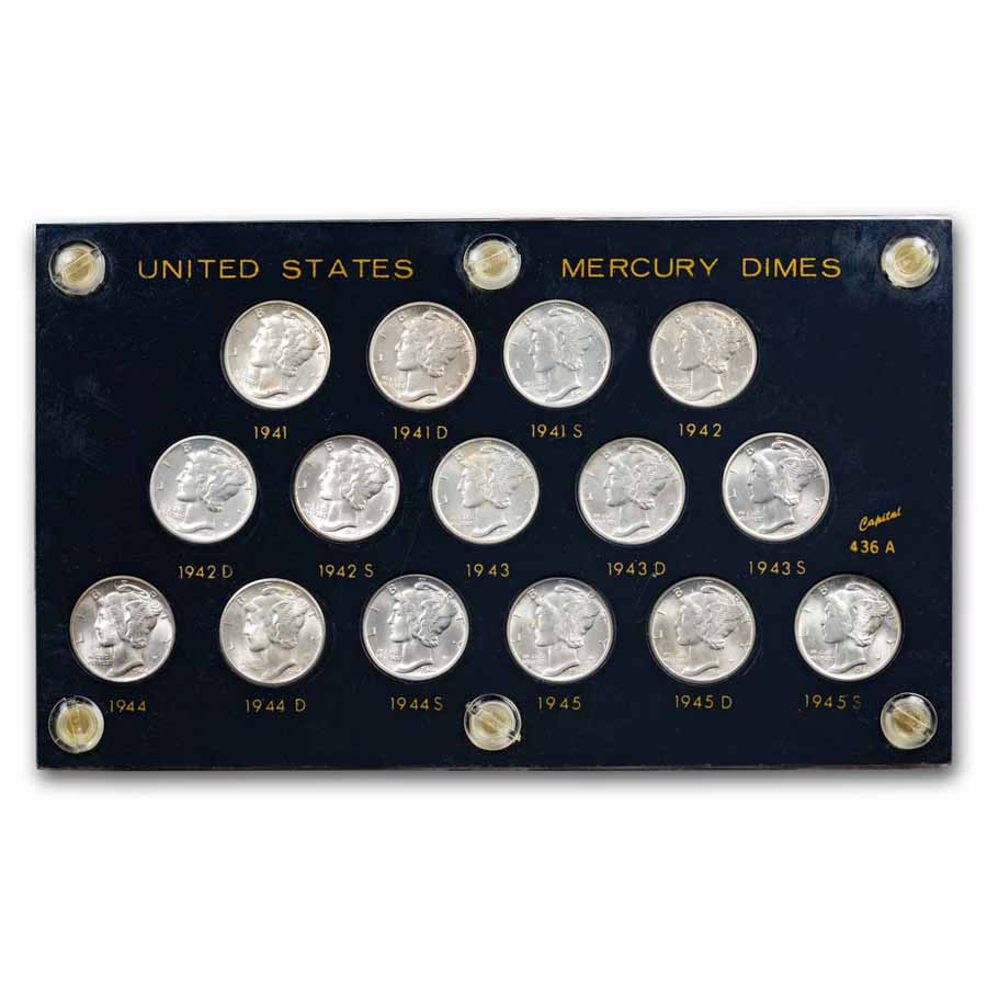 1941-1945 Mercury Dime Short Set BU (Capital Plastics Holder) | eBay