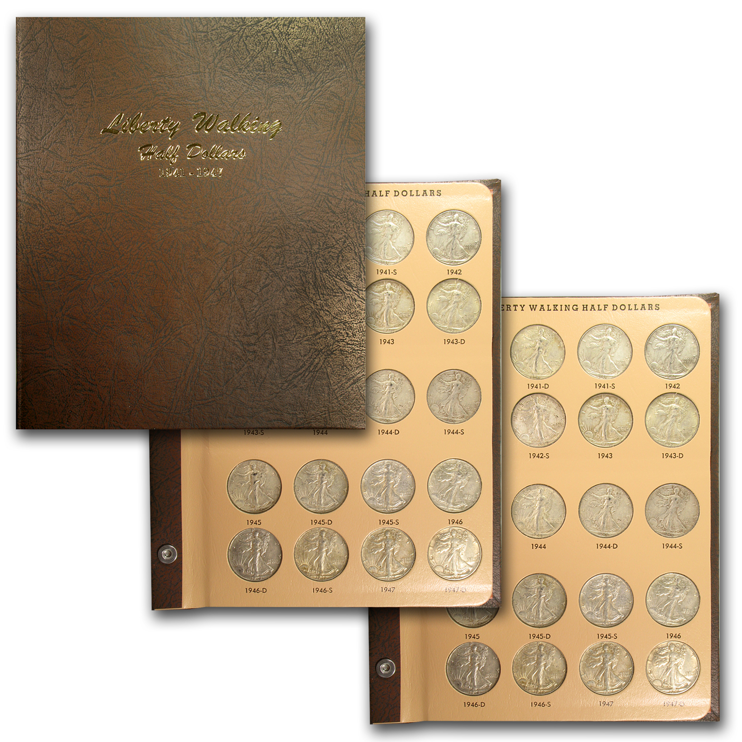 Buy 1941-1947 Walking Liberty Halves Short Set XF (In Dansco
