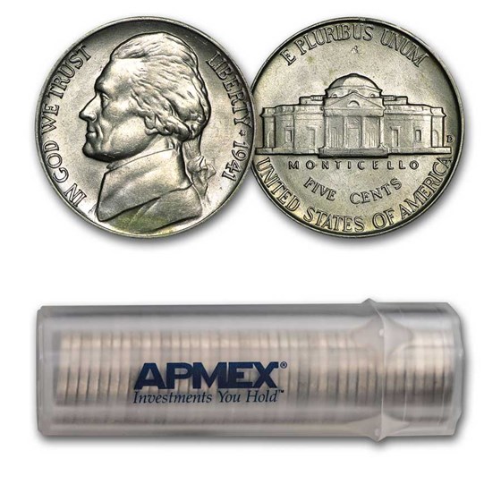1941-D Jefferson Nickel 40-Coin Roll BU 1941-D Jefferson Nickel 40-Coin Roll BU