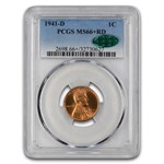 1941-D Lincoln Cent MS-66+ PCGS CAC (Red)