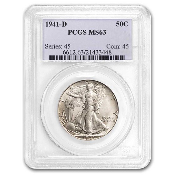 1941-D Walking Liberty Half Dollar MS-63 PCGS 1941-D Walking Liberty Half Dollar MS-63 PCGS
