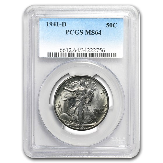 1941-D Walking Liberty Half Dollar MS-64 PCGS 1941-D Walking Liberty Half Dollar MS-64 PCGS