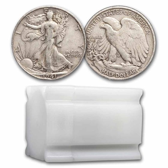 1941-D Walking Liberty Halves 20-Coin Roll Avg Circ 1941-D Walking Liberty Halves 20-Coin Roll Avg Circ