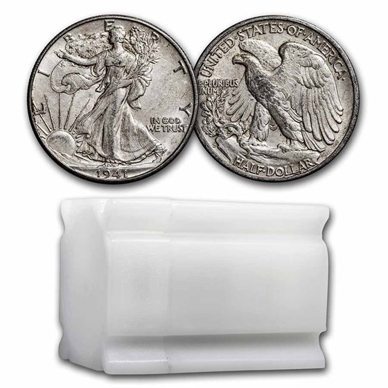 1941-D Walking Liberty Halves 20-Coin Roll XF