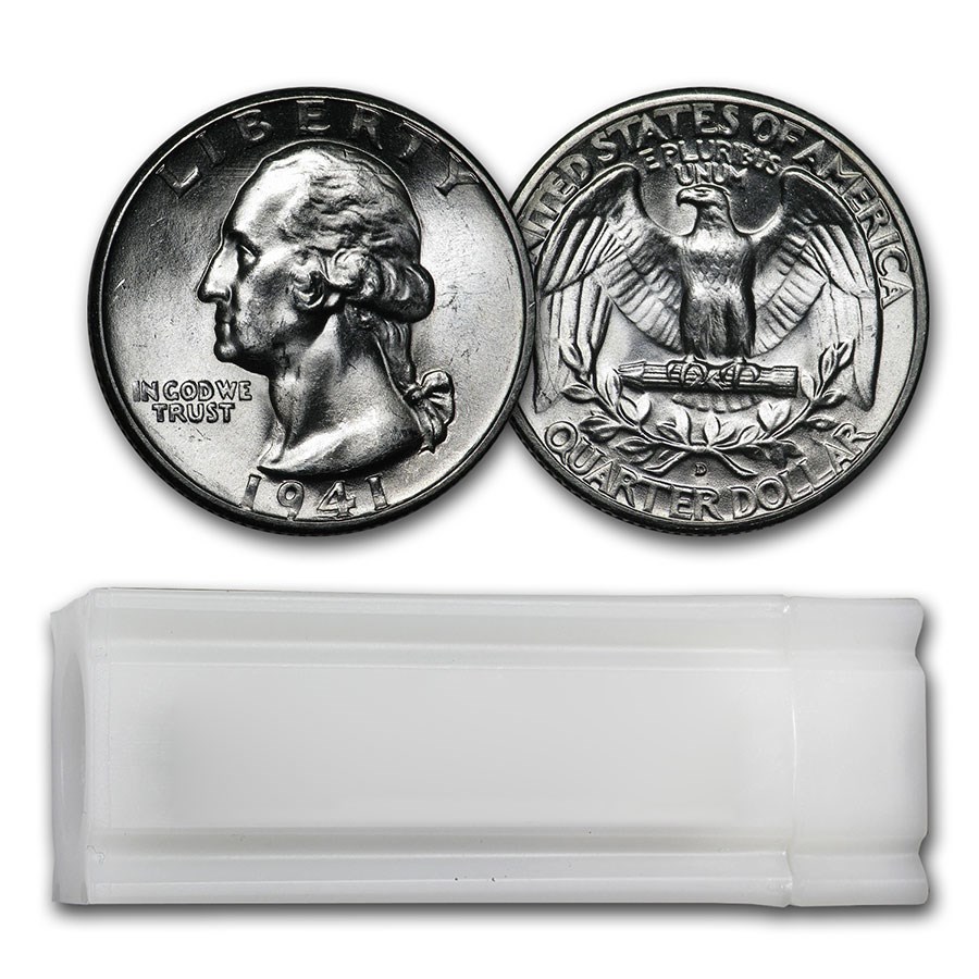 1941-D Washington Quarter 40-Coin Roll BU