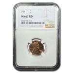1941 Lincoln Cent MS-67 NGC (Red)
