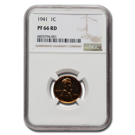 1941 Lincoln Cent PF-66 NGC (Red)