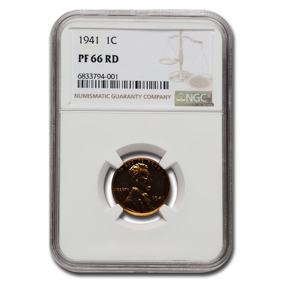 1941 Lincoln Cent PF-66 NGC (Red) 1941 Lincoln Cent PF-66 NGC (Red)