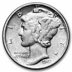 1941 Mercury Dime 50-Coin Roll Avg Circ