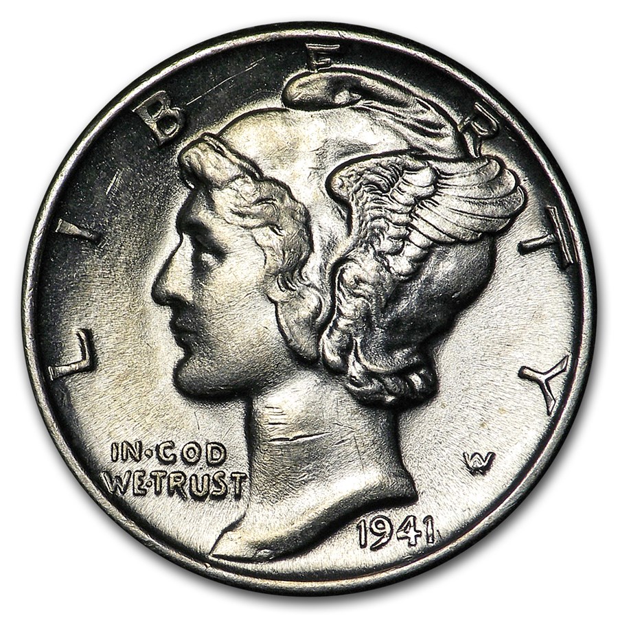 1941 Mercury Dime BU