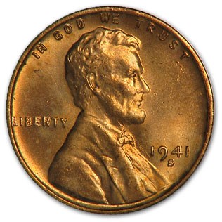 1941-S Lincoln Cent BU (Red) 1941-S Lincoln Cent BU (Red)