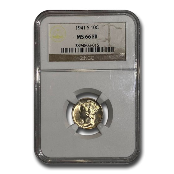 1941-S Mercury Dime MS-66 FB NGC 1941-S Mercury Dime MS-66 FB NGC