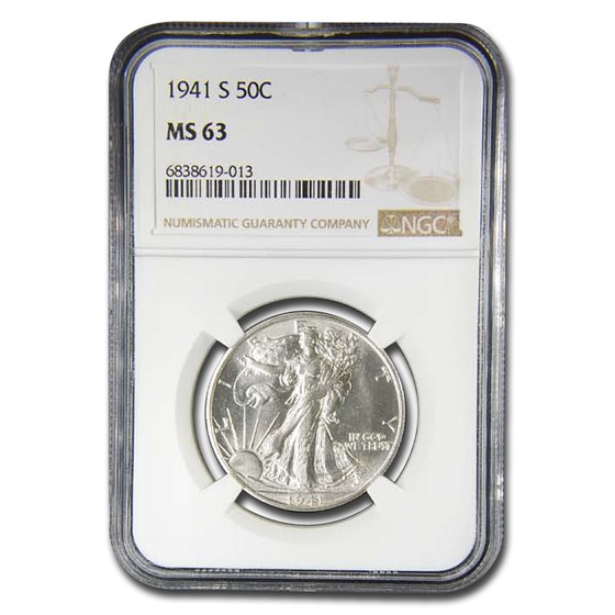 1941-S Walking Liberty Half Dollar MS-63 NGC 1941-S Walking Liberty Half Dollar MS-63 NGC