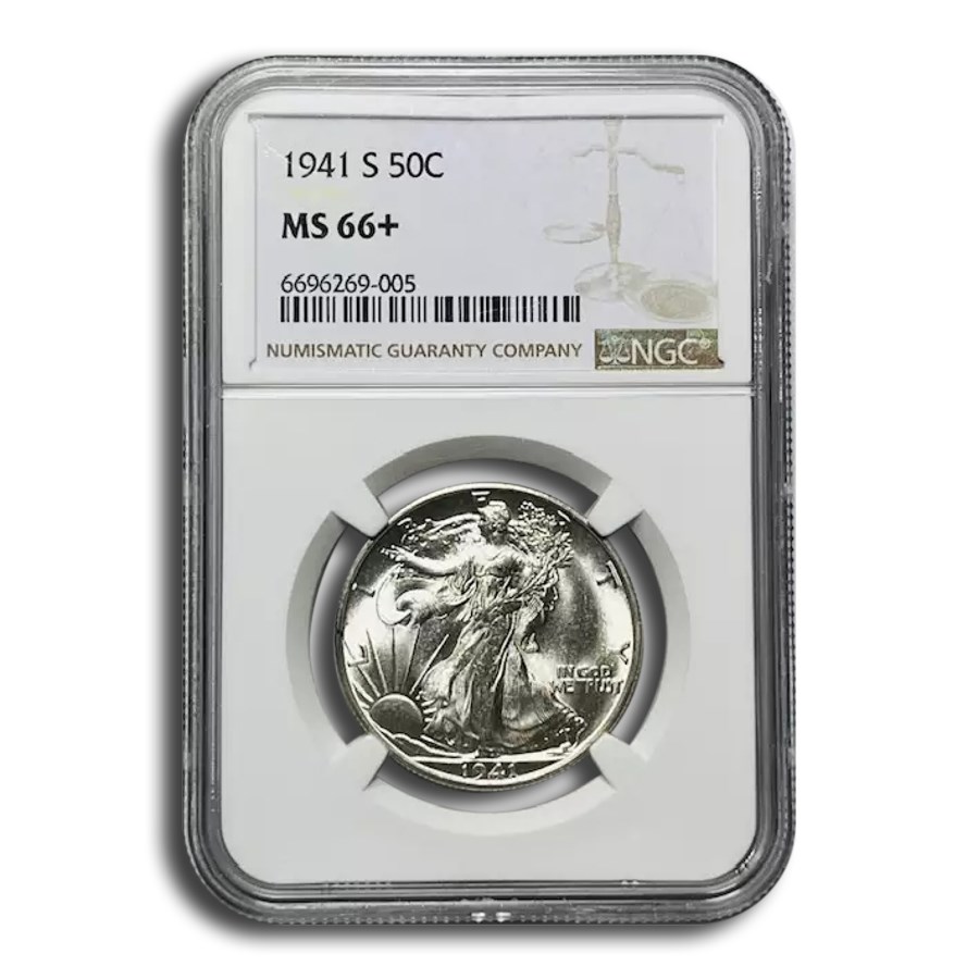 1941-S Walking Liberty Half Dollar MS-66+ NGC