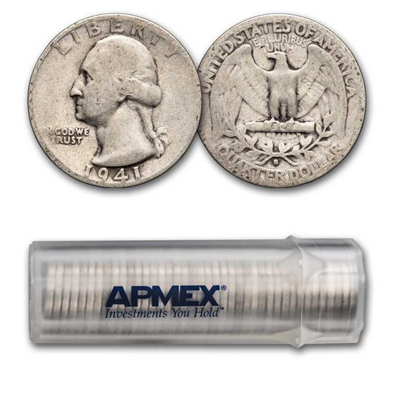 1941-S Washington Quarter 40-Coin Roll Avg Circ 1941-S Washington Quarter 40-Coin Roll Avg Circ