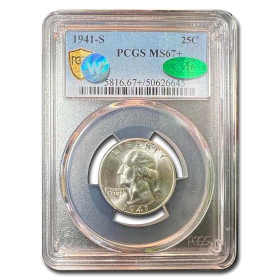 1941-S Washington Quarter MS-67+ PCGS CAC 1941-S Washington Quarter MS-67+ PCGS CAC