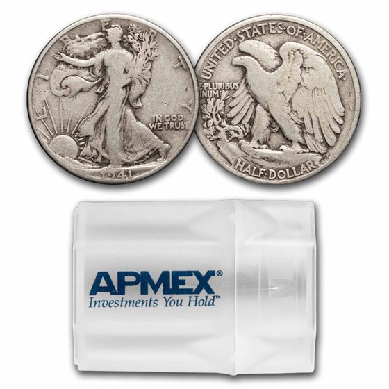 1941 Walking Liberty Halves 20-Coin Roll Avg Circ 1941 Walking Liberty Halves 20-Coin Roll Avg Circ