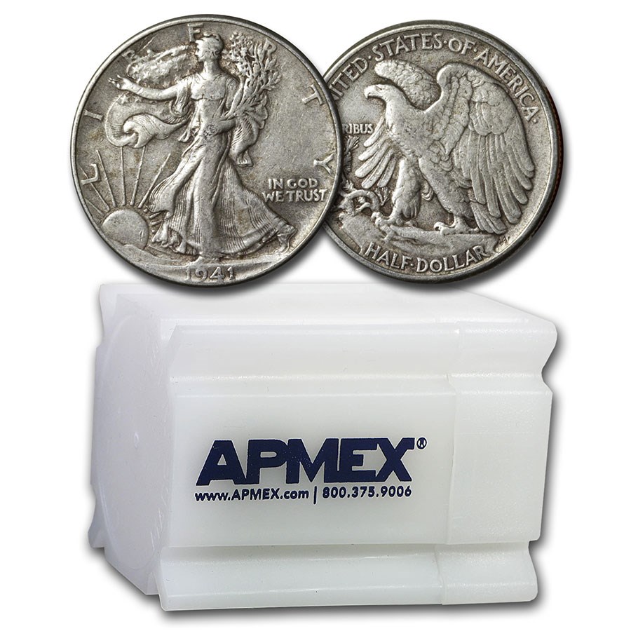 1941 Walking Liberty Halves 20-Coin Roll XF