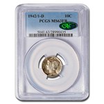 1942/1-D Mercury Dime MS-63 PCGS CAC (FB)