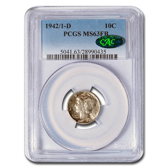 1942/1-D Mercury Dime MS-63 PCGS CAC (FB)