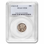 1942/1-D Mercury Dime VF-20 PCGS