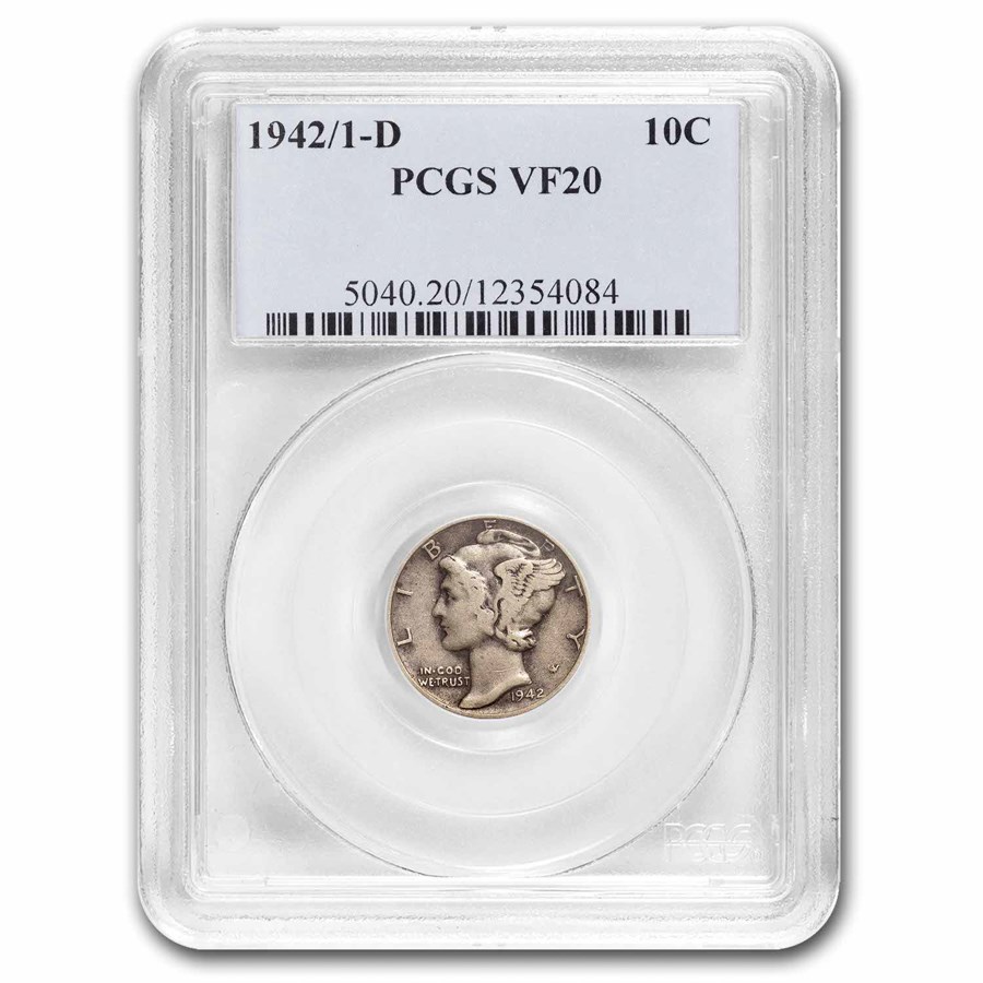 1942/1-D Mercury Dime VF-20 PCGS