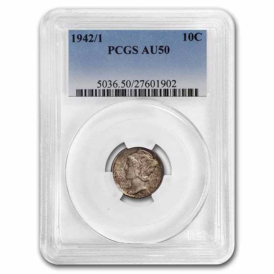 1942/1 Mercury Dime AU-50 PCGS 1942/1 Mercury Dime AU-50 PCGS