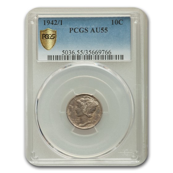 1942/1 Mercury Dime AU-55 PCGS 1942/1 Mercury Dime AU-55 PCGS